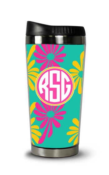 Personalized Travel Tumbler-McKenzee Floral Turquoise