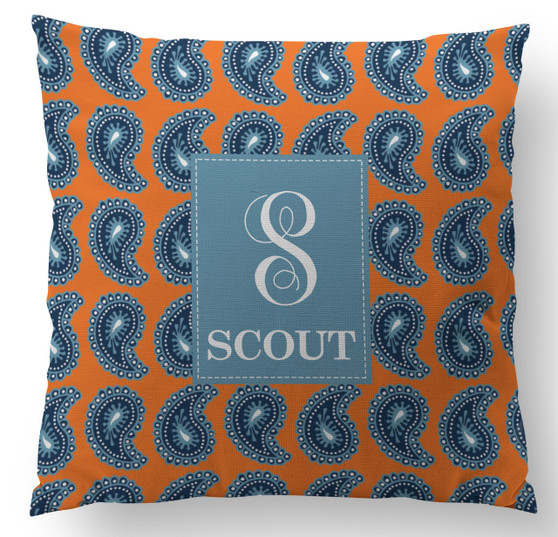 Pillow- Orange Denim Paisley