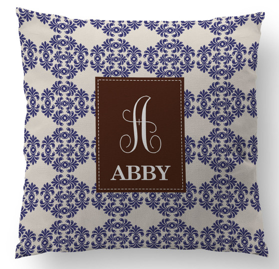 Pillows- Periwinkle and Ivory Frilly Damask