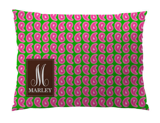 Dog Bed-Pink and Green Paisley