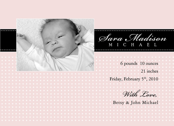 Invitation-Baby Pink Dots Photo Announcements