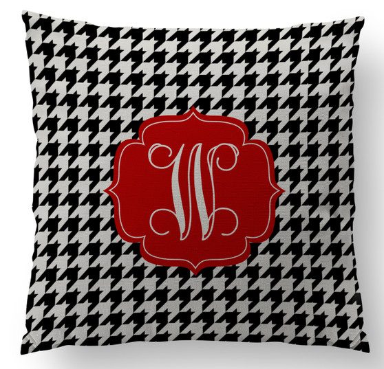 Pillow-Black and Ivory Houndstooth