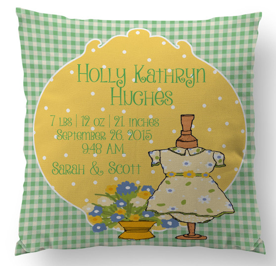 Pillow-Birth Announcement-Prissy Pot