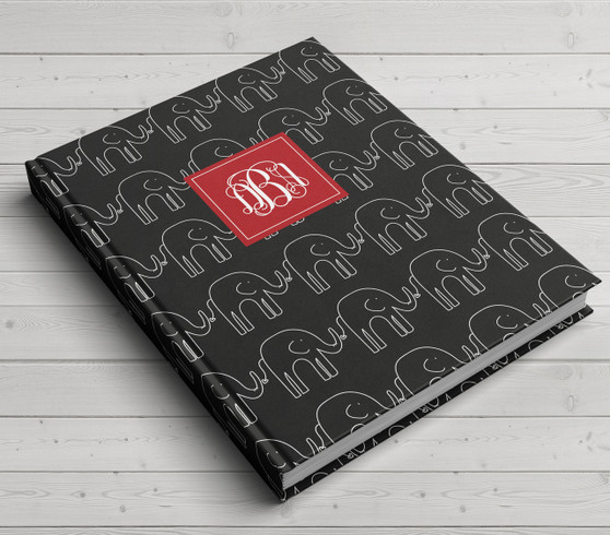 Custom Journal-Black Elephants