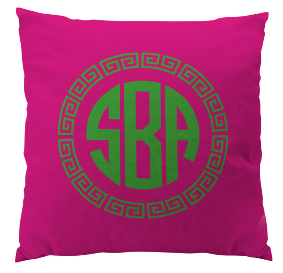 Pillows- Hot Pink Monogram Greek Circle