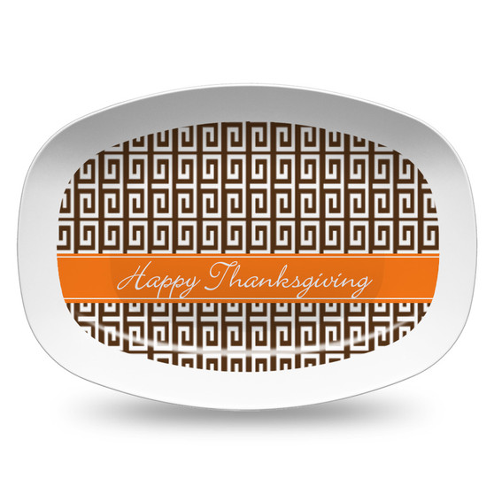 Microwavable Platter- Brown Greek Key