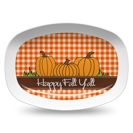 Microwavable Platter- Orange Gingham