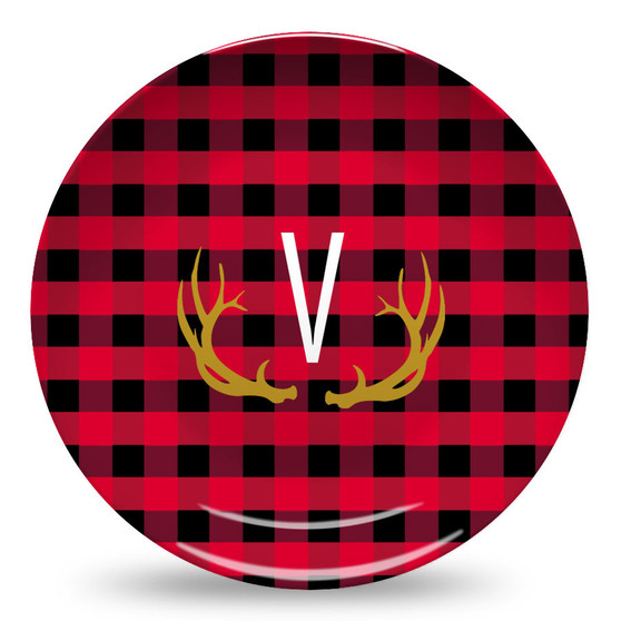 Microwave Safe Dinnerware Plate-Buffalo Plaid Red