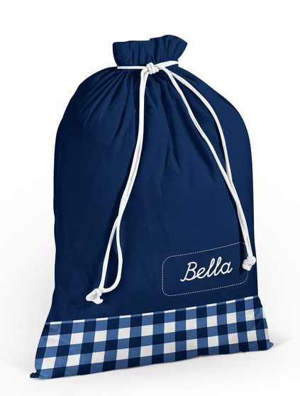 Laundry Bag- Navy Gingham