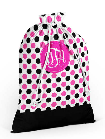 Laundry Bag- Black and Pink Dots
