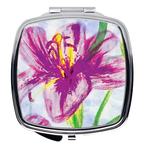 Compact Mirror- Purple Floral Large