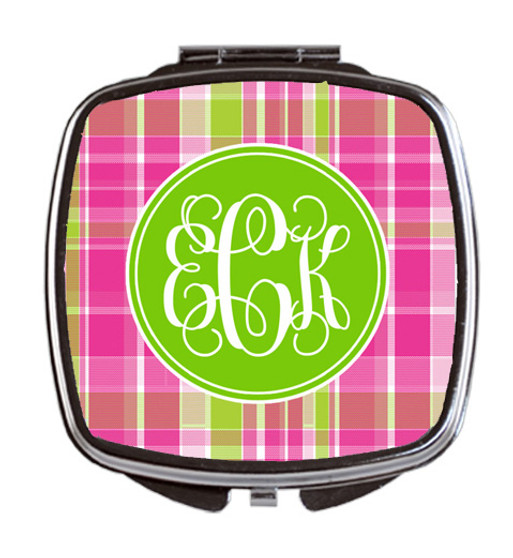 Compact Mirror- Pink Plaid