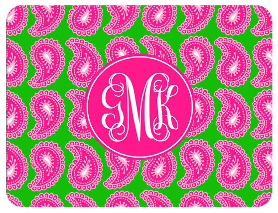 Cutting Board - Pink Paisley Circle Monogram