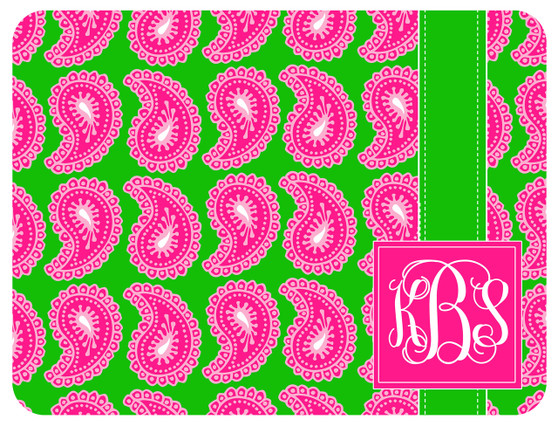 Cutting Board - Pink Paisley Square Monogram