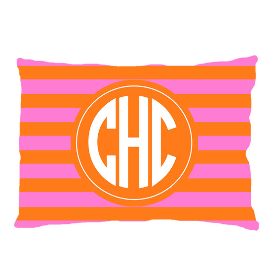 PILLOWCASE-Pink And Orange Rugby Stripe
