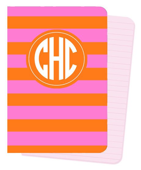 Mini Journals -Orange and Pink Rugby Stripes