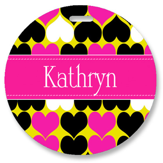 Round Luggage Tag-Hearts