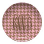 Microwave Safe Dinnerware Plate-Pink and Soft Gold Houndstooth