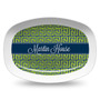 Microwavable Platter- Navy and Pea Greek Key