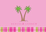 Folded Notes-Hot Pink and Plaid Palm Tree