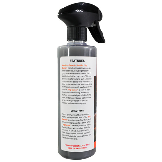 Vendetta Big Earner Quick Spray Detailer W/ Ceramic Coat Leather Scent, 16 Oz