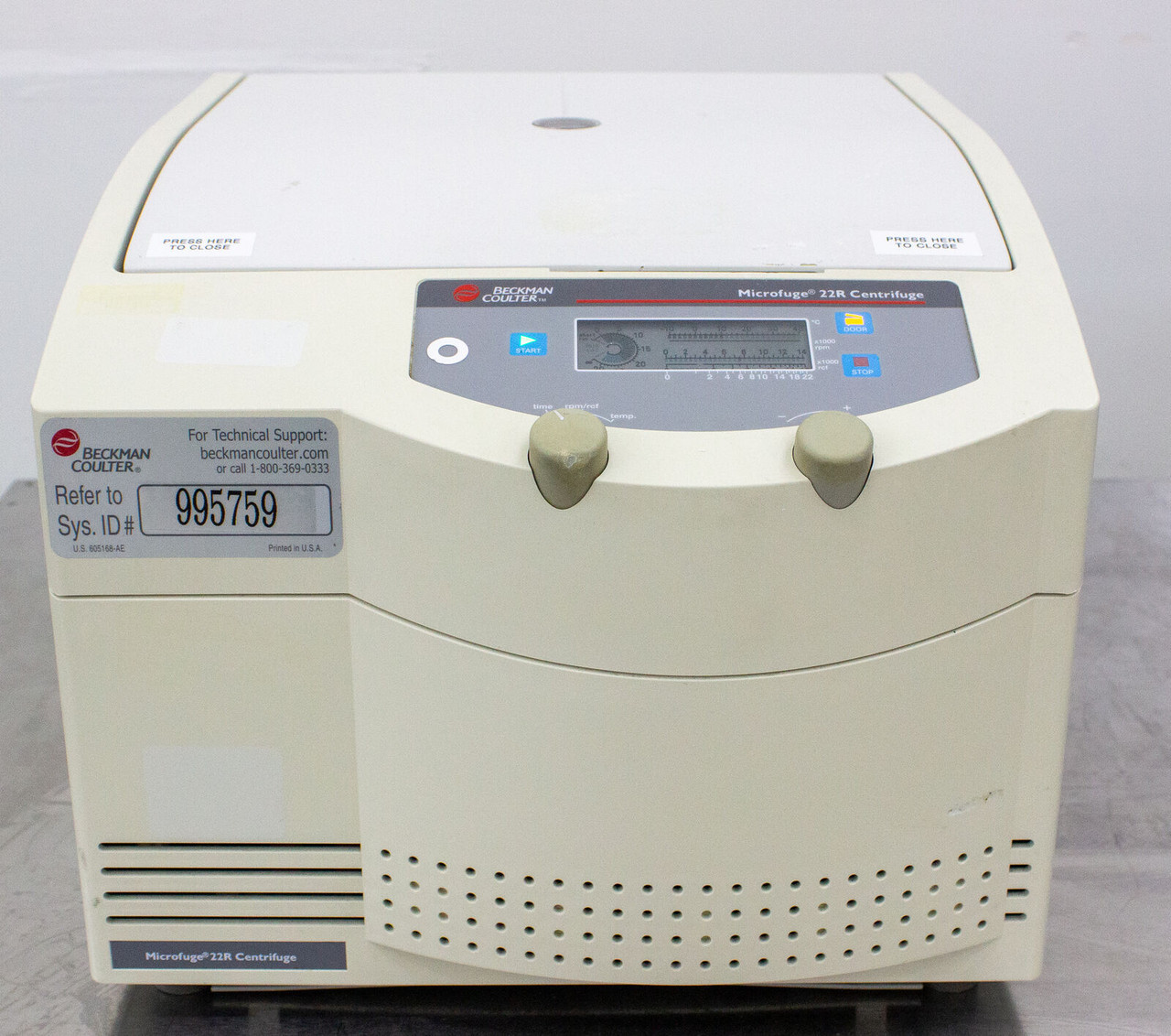 Beckman Coulter Microfuge 22R Refrigerated Centrifuge 368826 3370312