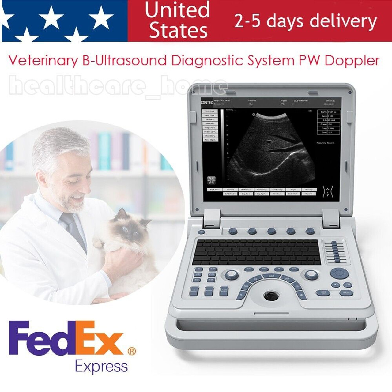 Vet Digital Laptop Machine Ultrasound Scanner Pw Doppler Rectal Probe