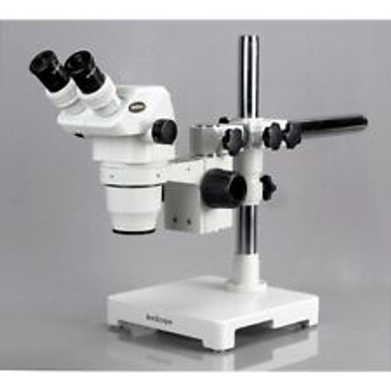 Amscope 3.35X-90X Stereo Zoom Microscope On Boom W Fiber Optic Ring Light