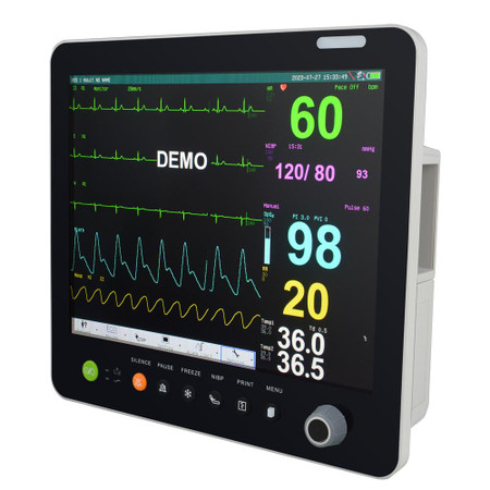 15 Inch Portable Multi-parameter Patient Monitor Ecg Nibp Resp Temp SPO2 Pr