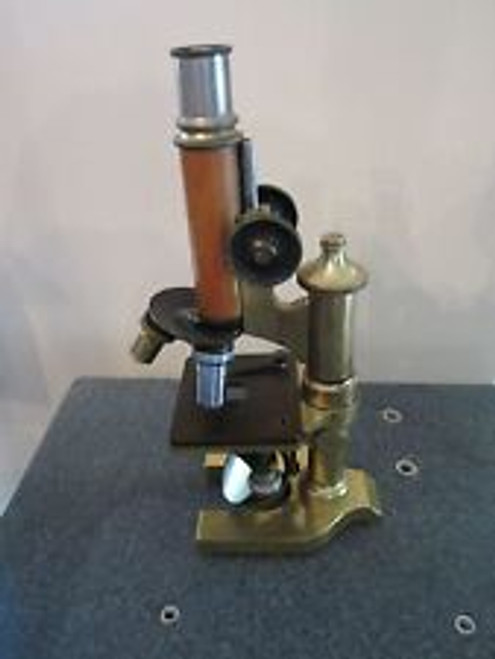 Vintage Optical Antique Brass Microscope Leitz As Shown Bausch Optics Lobby