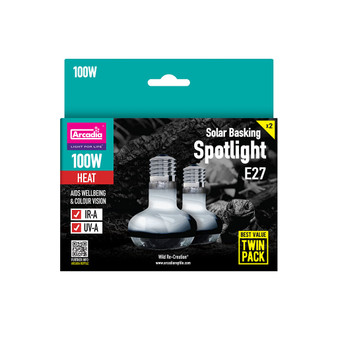 Arcadia Solar Basking Spotlight, 100w, Twin Pack