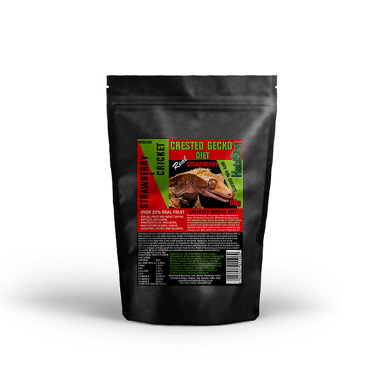 HabiStat Crested Gecko Diet, Strawberry and Cricket, Eco Pak, 60g