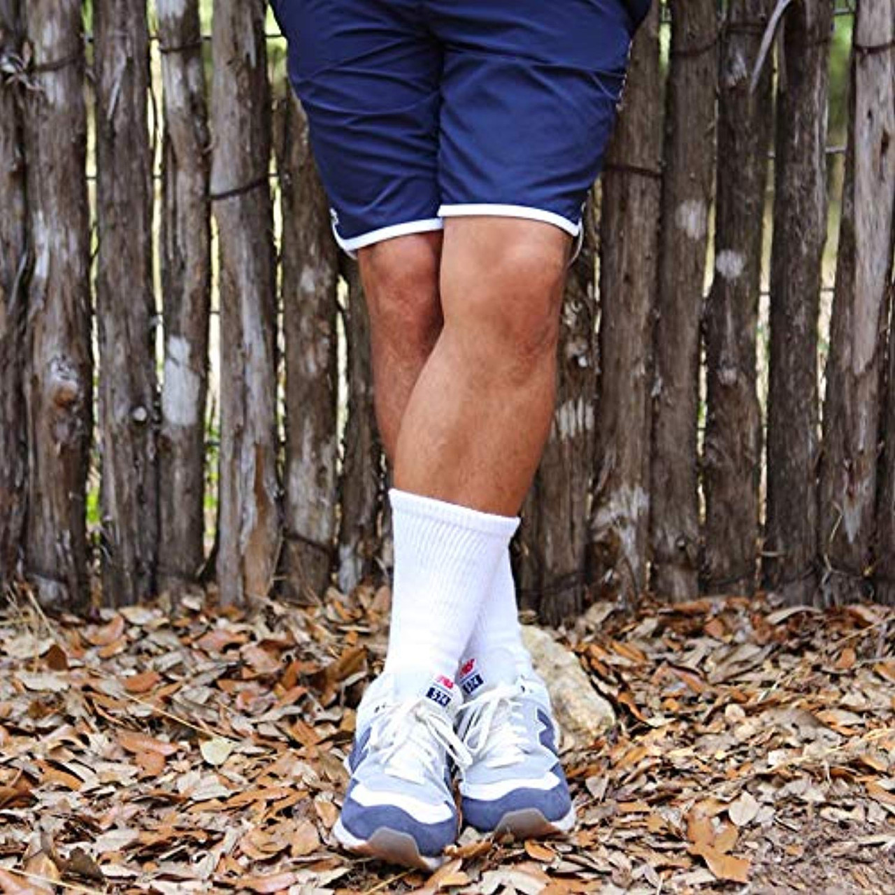 Loose Fit Stays Up! Navy Crew Socks to EEEEE - 3pack