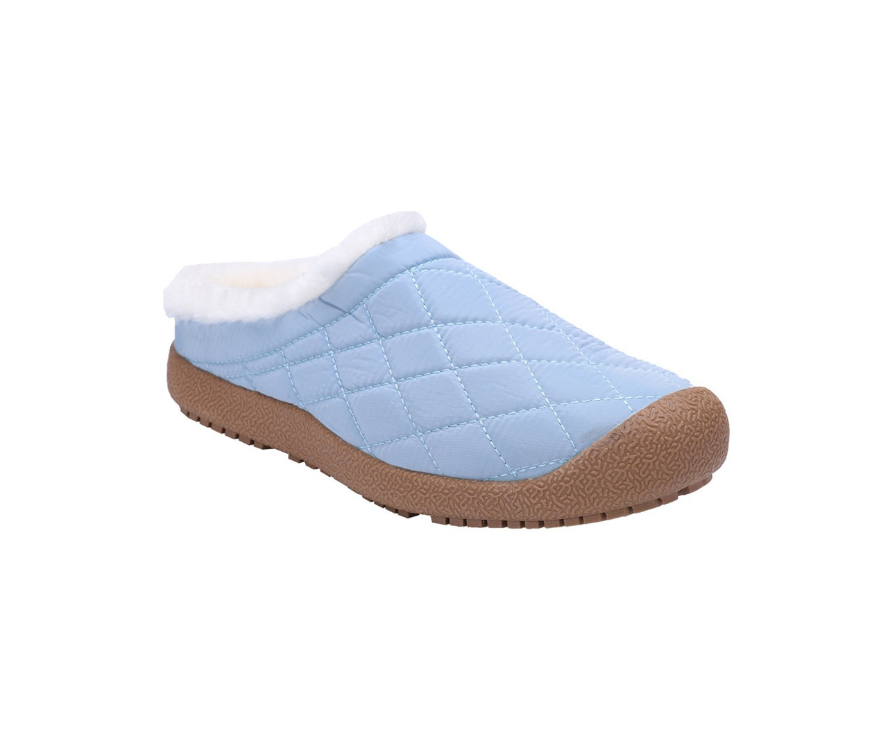 Women's Sky Blue Leather Squared Toe Wavy Cut Strap Slide-in-Slippers