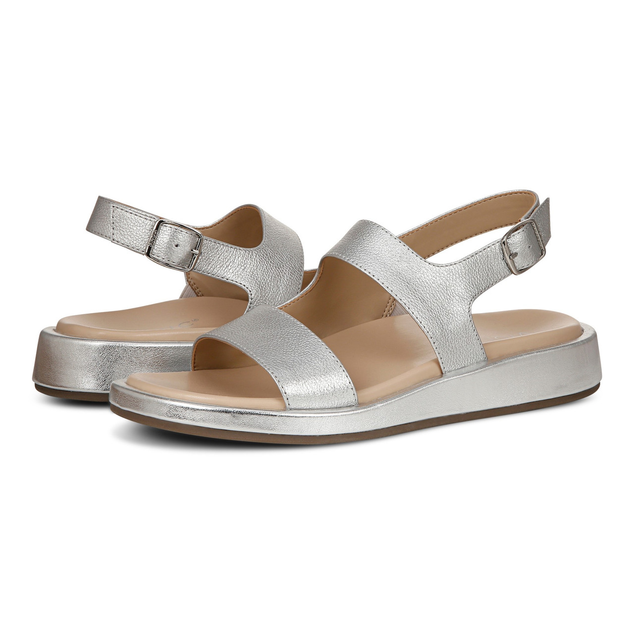 Harmony Flat Sandal In Silver Specchio