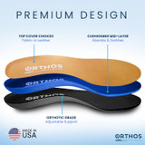 ORTHOS Footwear Full Length - Made in the USA - Black - Fabric Tan - Leather Lifestyle Black - Fabric