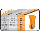 Orange Light Insoles Sizing Chart