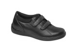Drew Lotus - Women's Velcro Double Strap Shoe - Black Calf