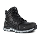 Reebok Work Women's Sublite Cushion Alloy Toe Comfort Athletic Work Shoe Met Guard - Black - Profile View