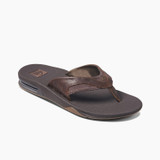 Reef Leather Fanning Men's Sandals - Dark Brown - Side