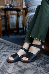 Bearpaw Alma Women's Cork Leather Sandals - Artisan - 2928W - Lifestyle Black