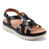 Easy Spirit Indie Strappy Sandal Cushioned Arch Support Women's Sandal - Black Leather - 2