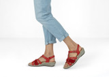 Orthofeet Hope Supportive Orthotic Wedge Women's Sandals - Red - Lifestyle View - 2 Red