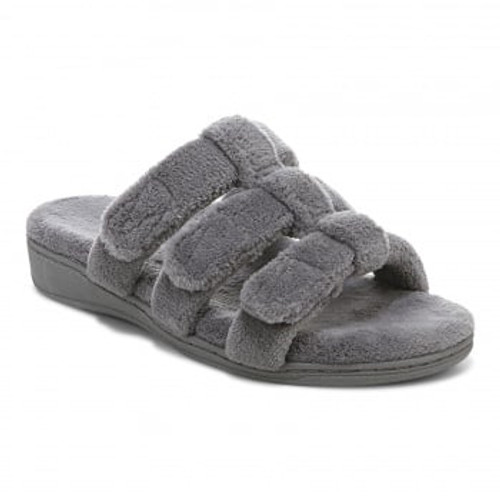 Vionic Adjustable Open-Toe Slipper with Orthotic Arch Support - Indulge Snooze - Black - Pair