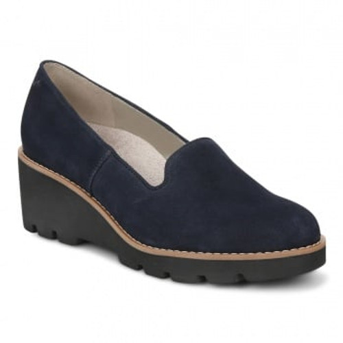Vionic Willa Wedge Womens Slip On/Loafer/Moc Wedge - Black Leather - Pair