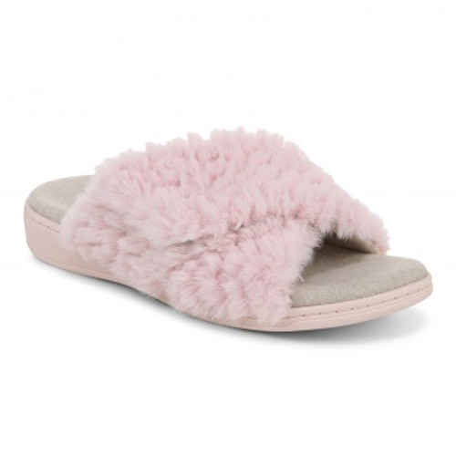 Vionic Relax Ii womens Slide Slipper - Black Shearling - Angle main