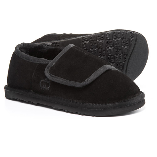 Lamo Sheepskin Bootie Wrap Slipper - Men's Suede - Black main