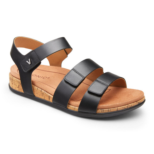 Vionic Colleen Women's Comfort Sandal - Black Leather - 1 profile view