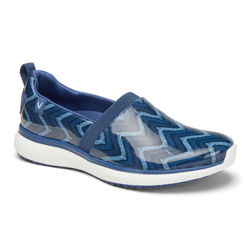 Vionic Fiona Pro Slip-on Women's Slip Resistant Shoe - Navy Chevron - 1 profile view