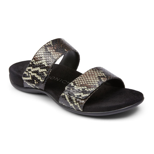 Vionic Randi Women's Slide Orthotic Sandal - Black Boa - 1 profile view